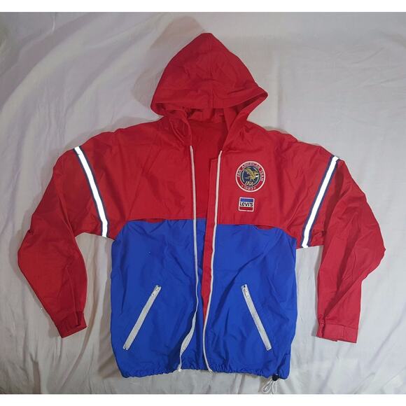 Vintage 1983 Levis Pan American USA Olympic Team Hooded Windbreaker jacket Sz M
